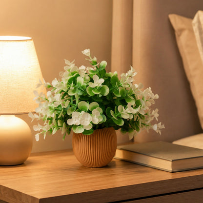 Artificial White Flower Plant with Pot for Home Decor & Elegant Interior Styling