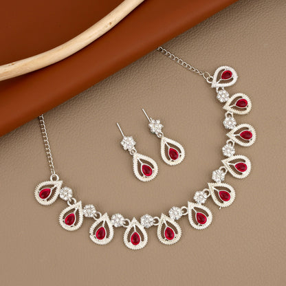 Rustic Oxidized Silver Emerald Scallop Choker Set