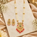Royal Pearl Multi-Strand Long Necklace with Chandbali Pendant & Matching Earrings