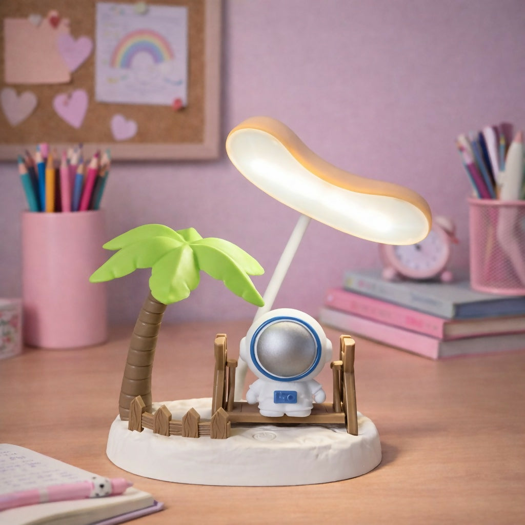 Astronaut Swing LED Desk Lamp with Pen Holder for Kids Room & Study Table