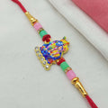 Handcrafted Multicolor Radha Krishna Motif Rakhi with Crystal & Bead Accents