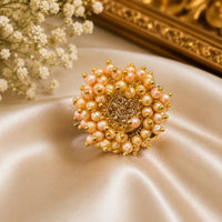 Pearl Floral Statement Ring – Gold Plated for Women