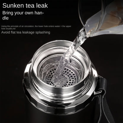 Vacuum Insulated Water Bottle 1000ml, Steel Hot and Cold Flask with Cup Lid (1 Pc)
