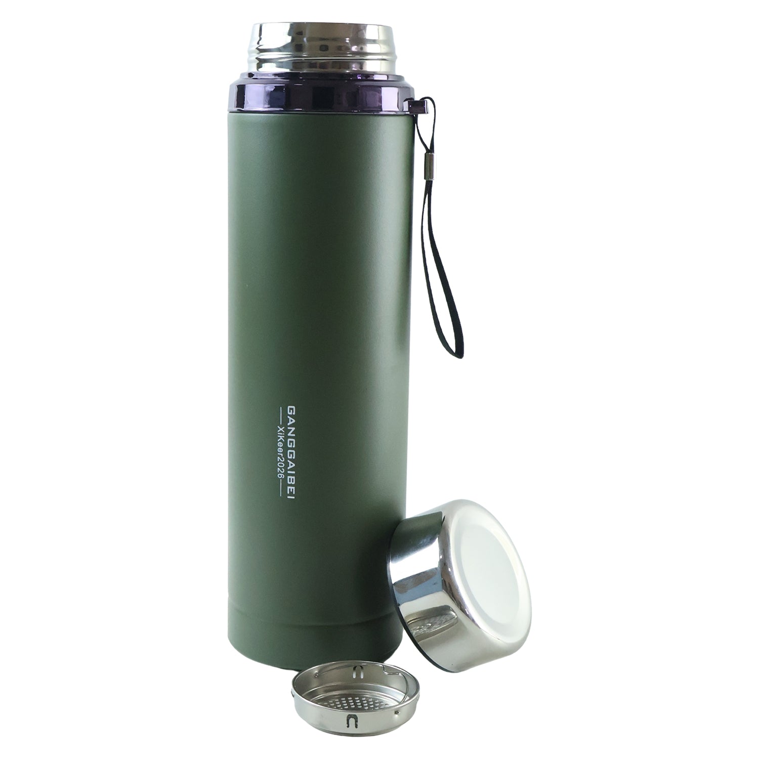Vacuum Insulated Water Bottle 1000ml, Steel Hot and Cold Flask with Cup Lid (1 Pc)