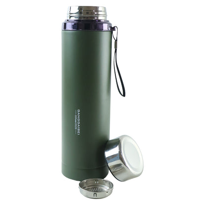 Vacuum Insulated Water Bottle 1000ml, Steel Hot and Cold Flask with Cup Lid (1 Pc)