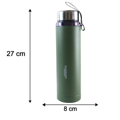 Vacuum Insulated Water Bottle 1000ml, Steel Hot and Cold Flask with Cup Lid (1 Pc)