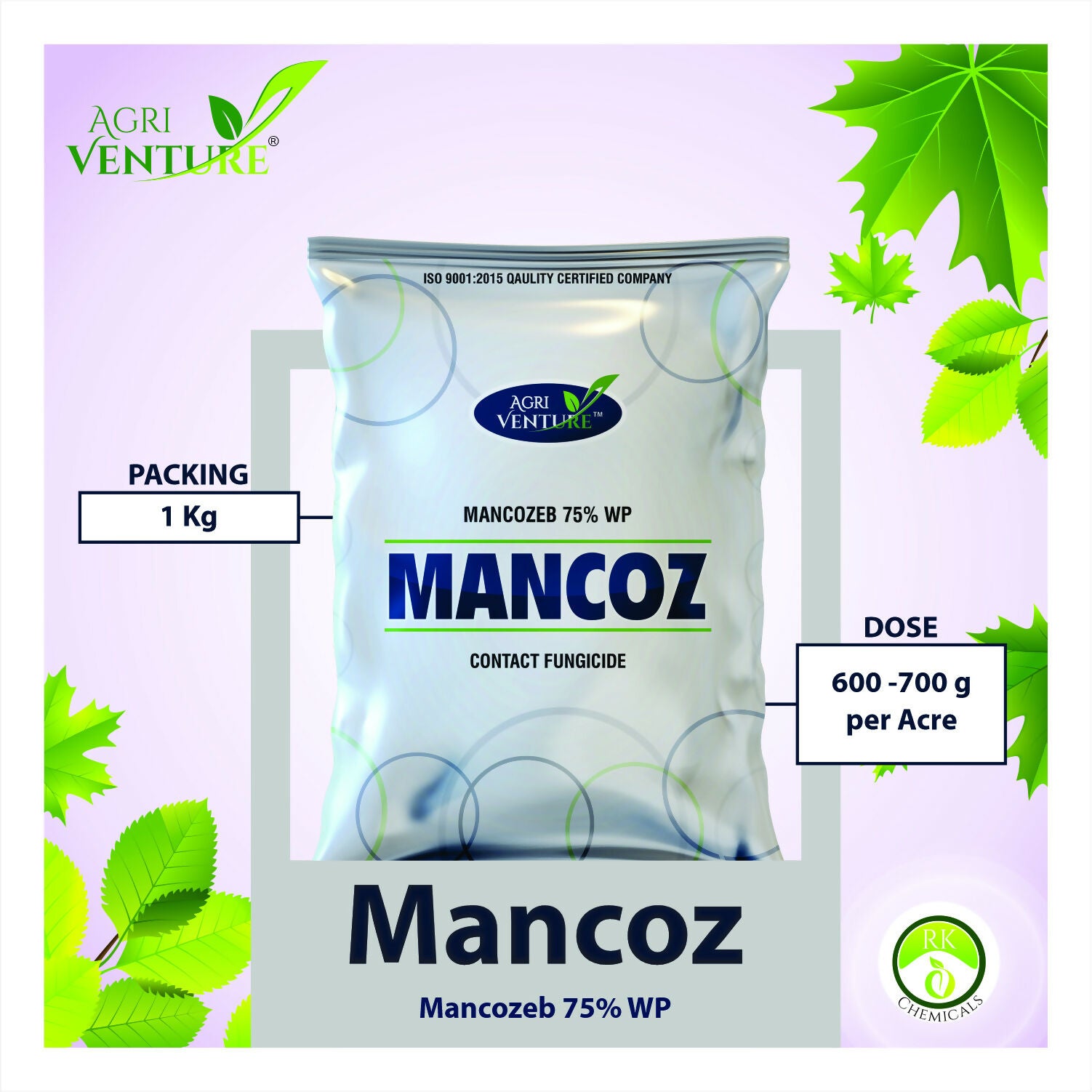AgriVenture MANCOZ ( Mancozeb 75% WP ) Belongs To Dithiocarbamete Group of Fungicide (1Kg)