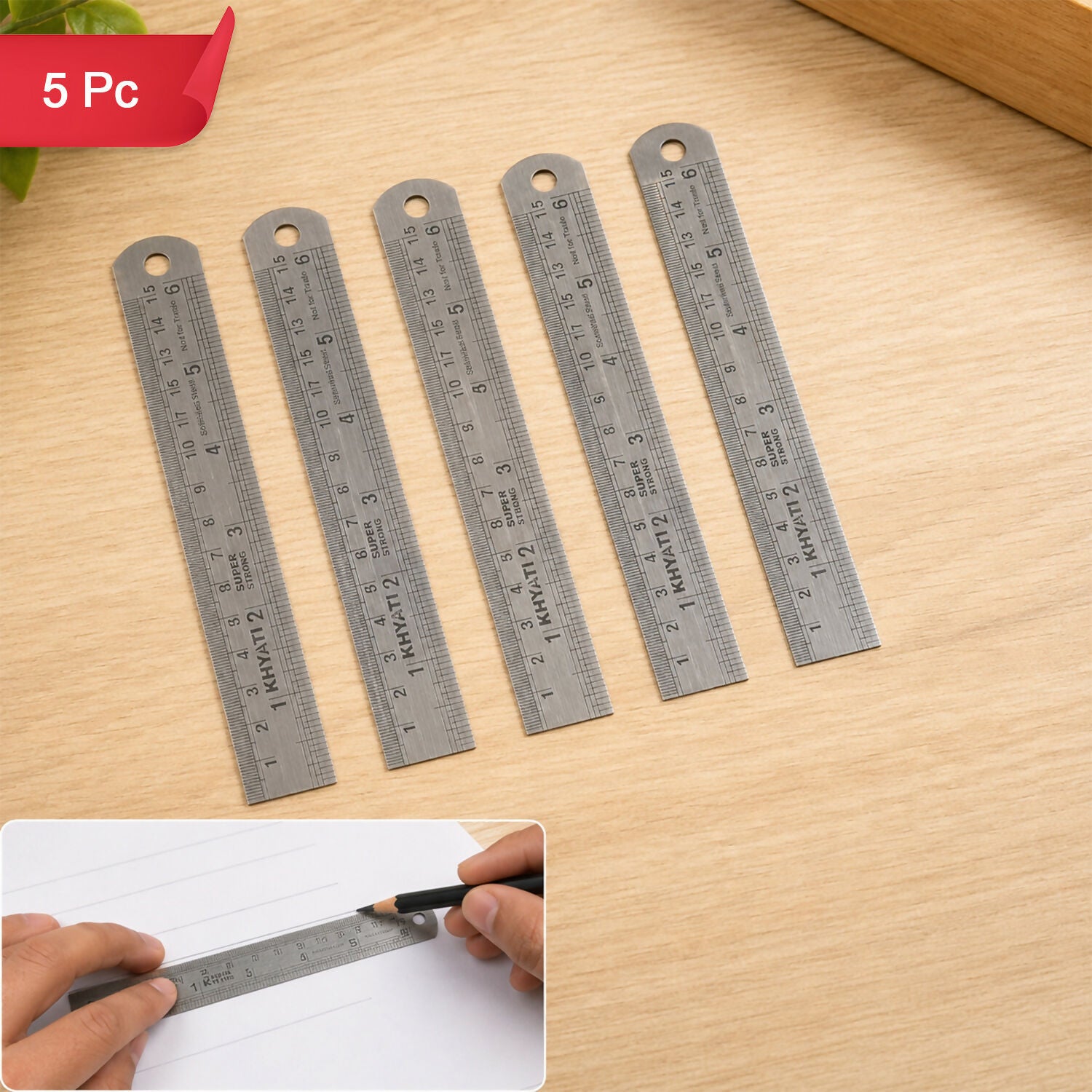 Khyati 15cm stainless steel ruler front view