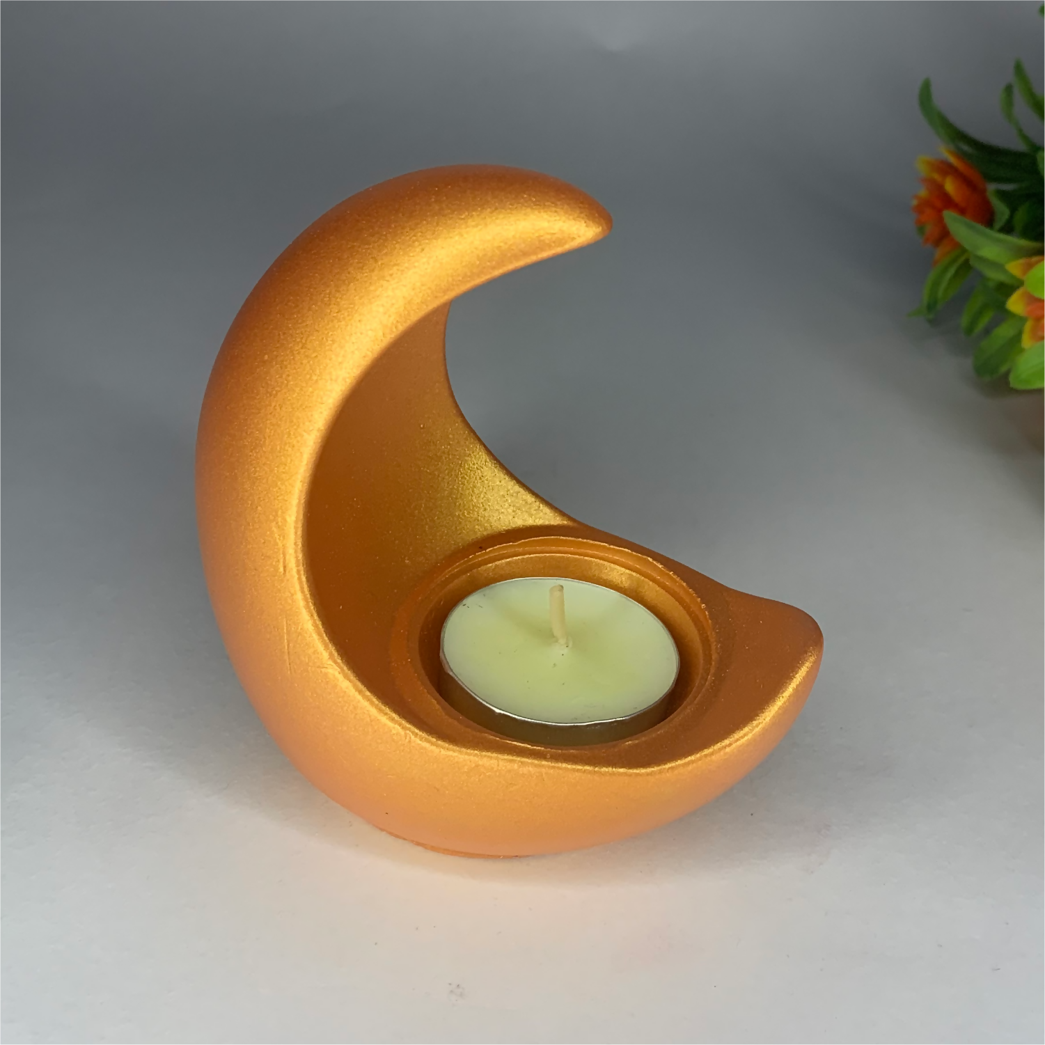 Handmade Moon Diya Tealight Holder – Rose Gold | Decorative Candle Holder for Diwali, Pooja & Home Décor | Unique Gift Item