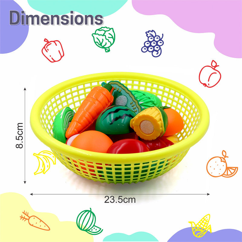 Aditi Kids Fruit & Vegetable Cutting Toy Basket Set | Velcro Cutting Play Food Set