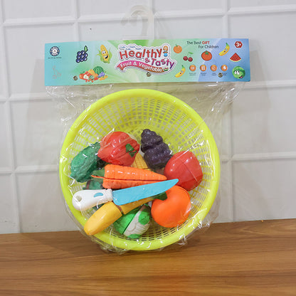 Aditi Kids Fruit & Vegetable Cutting Toy Basket Set | Velcro Cutting Play Food Set