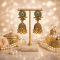 Oxidised Gold Plated Peacock Jhumka Earrings – Traditional & Elegant