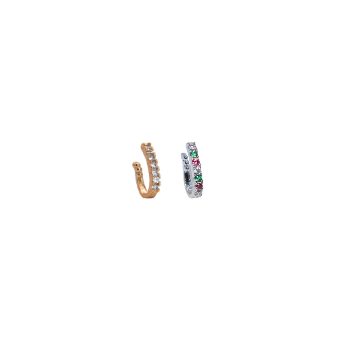 Gold-tone adjustable no piercing nose cuff with clear cubic zirconia stones
