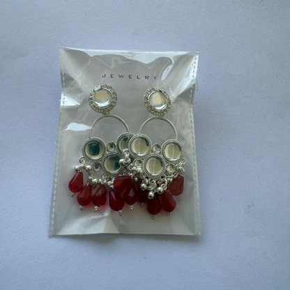 Complete view of traditional Kundan Chandbali earrings perfect for ethnic occasions