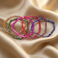Multicolor Crystal Beaded Stretch Bracelet Set for Women Stackable Fashion Jewelry