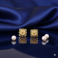 Gold Plated Filigree Square Stud Earrings – Elegant Daily Wear