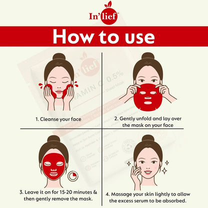 In’lief Vitamin C 0.5% Hydrating & Brightening Facial Sheet Mask (1 Pc)