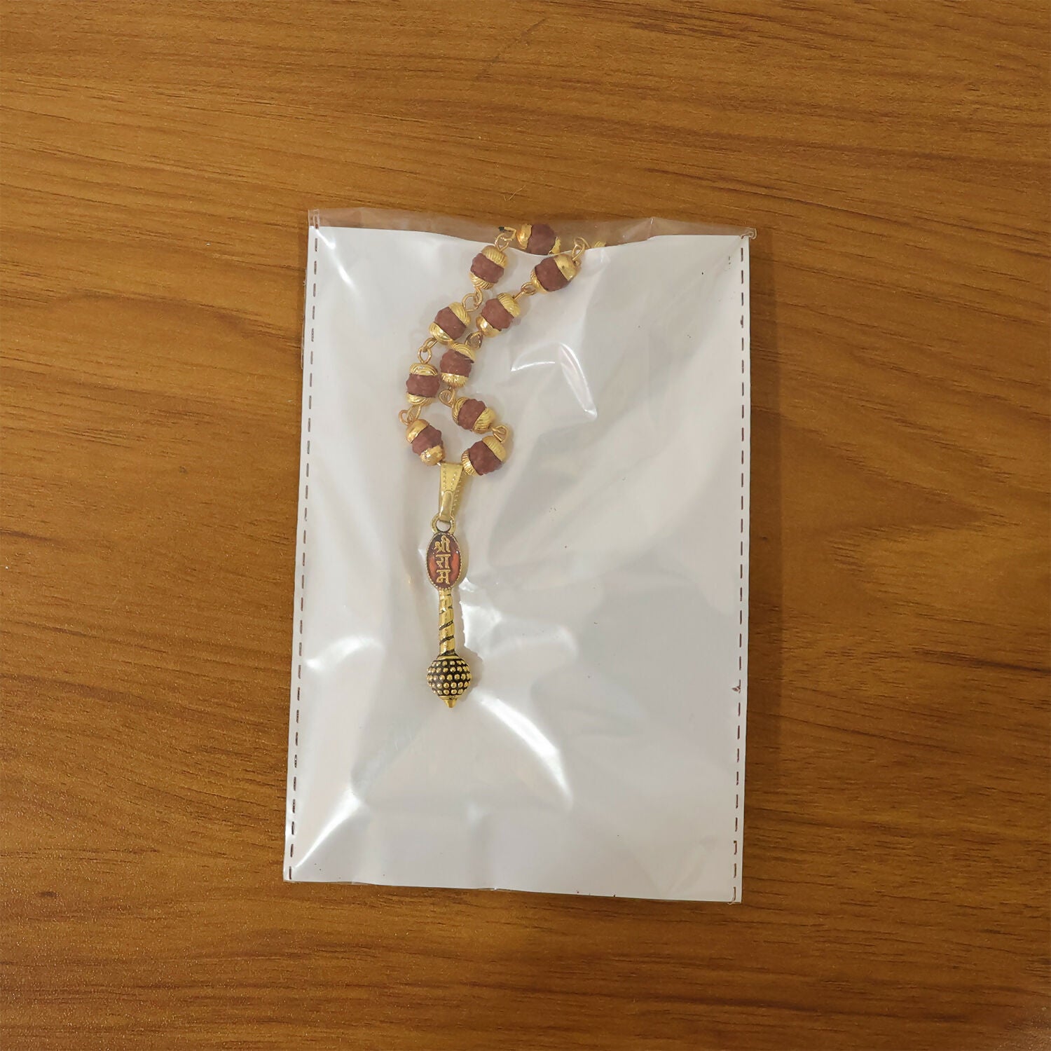 Ram Naam Gada Gold Pendant & Rudraksha Mala