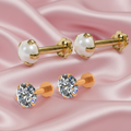 Gold plated Flat Back Stud Earrings for women and girls Combo Pack of 4