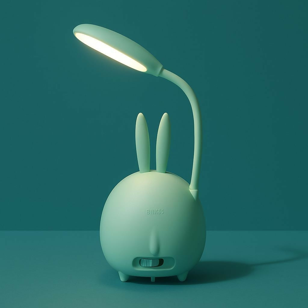 Cute Bunny LED Desk Lamp with Adjustable Neck & USB Charging for Study