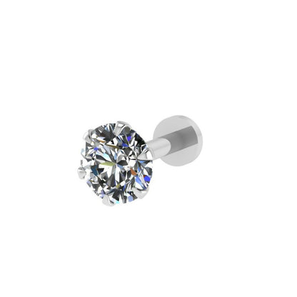 Silver Plated AD Flat Back Labret Stud Earring for women and girls