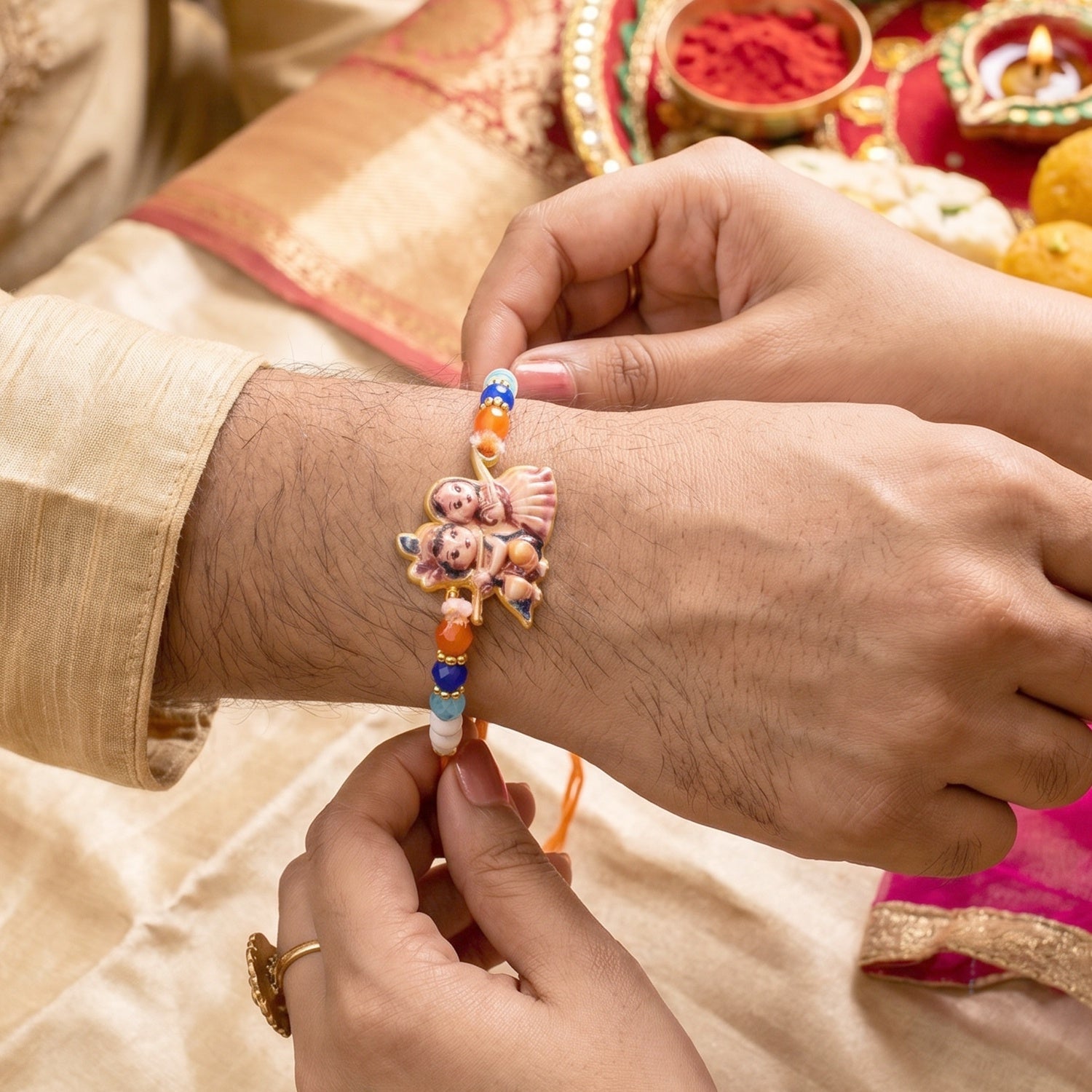 Traditional Radha Krishna Rakhi for Raksha Bandhan celebration