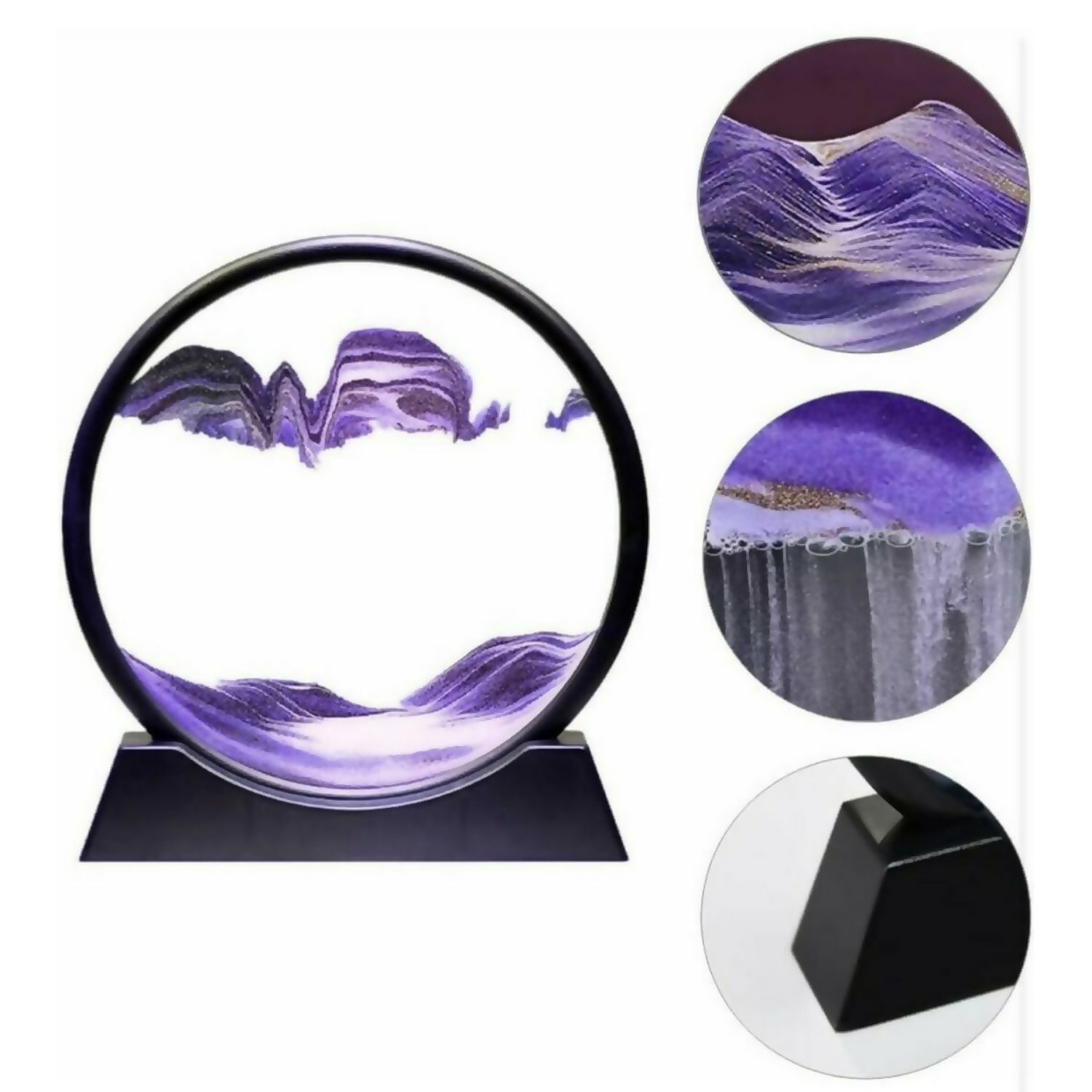 Premium Rotating Circular Sandscape Art Lamp for Home & Office Décor | Mesmerizing Flowing Sand Display with Elegant Black Frame | Relaxation Desktop Showpiece for Living Room, Bedroom & Work Desk | Calming Stress-Relief Motion Art Gift