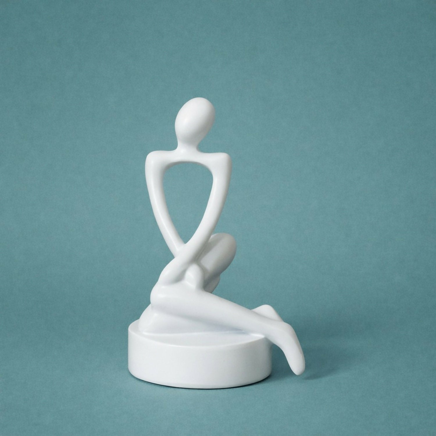 Abstract Sitting Man Sculpture Modern White Showpiece for Home Decor