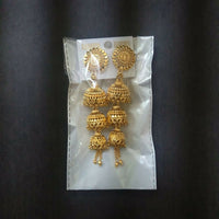 Gold Tone Jhumki Earrings - Traditional Drop Design for Women