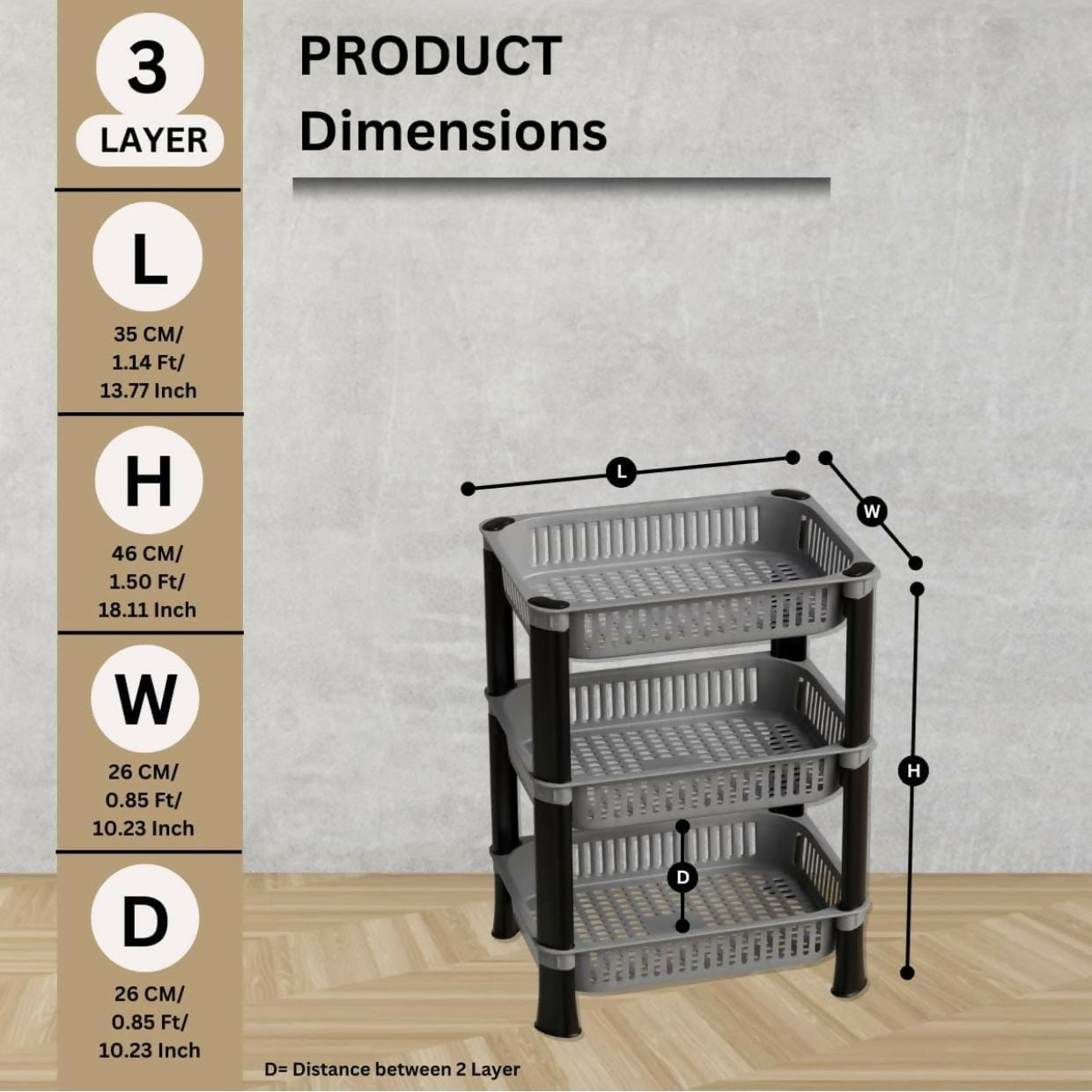 Detachable and compact plastic kitchen storage basket ideal for medicines and cosmetics