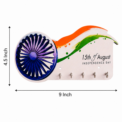 Elegant Ashoka Chakra key holder with tricolor elements in a home setting