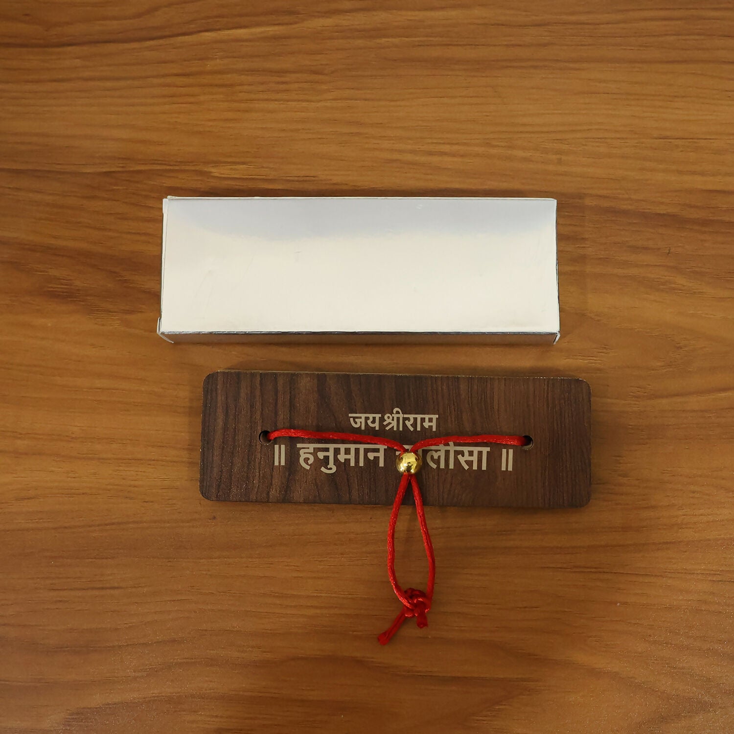 Wooden Hanuman Chalisa Flip Book with Stand, 6 × 2 Inch for Home Mandir & Prayer