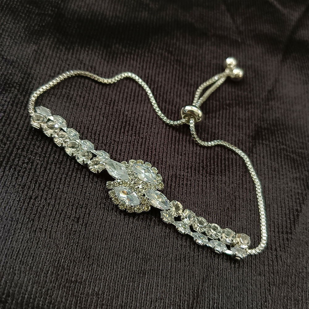 Silver Plated Ad Stone Adjustable Bracelet