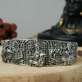 Lord Shiva Carved Silver-Tone Adjustable Bracelet – Unisex Spiritual Cuff