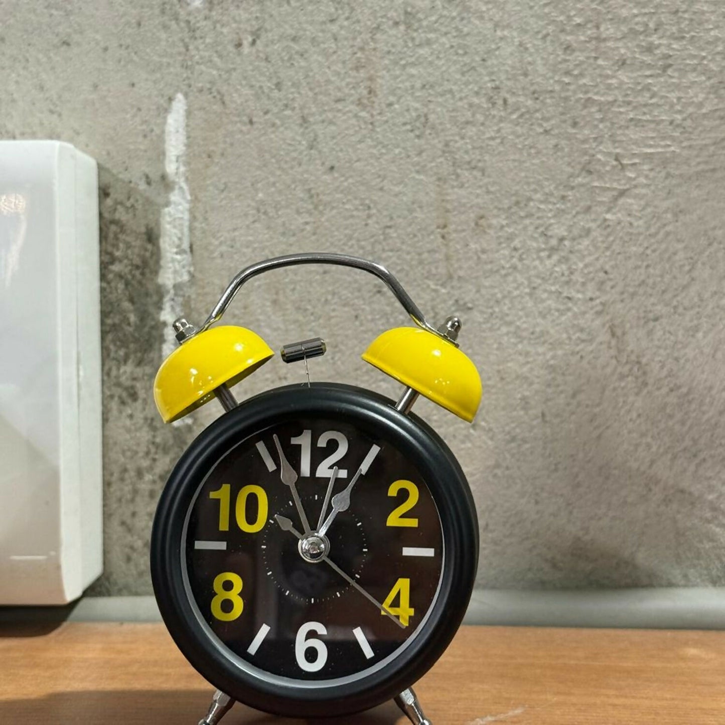 Yellow Twin Bell Alarm Clock – Loud Retro Analog Desk Clock with Night Light