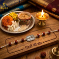 Bala Gopal Silver Rakhi with Natural Rudraksha Beads