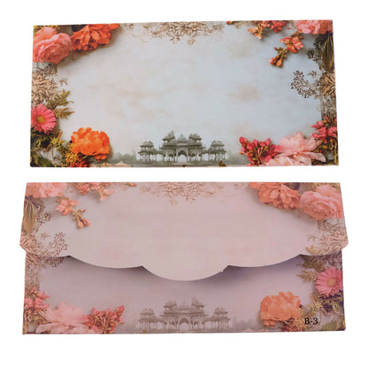 Floral Palace Theme A4 Size Money & Gift Envelope with Scalloped Flap Design – Pack of 10 Pcs