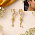 Gold-Plated Leaf Earrings – Ethnic Chain Drop Design for Women
