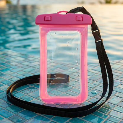 Pink waterproof phone case underwater use