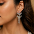 Crystal Leaf Drop Earrings for Women Elegant Party Wear Jewellery