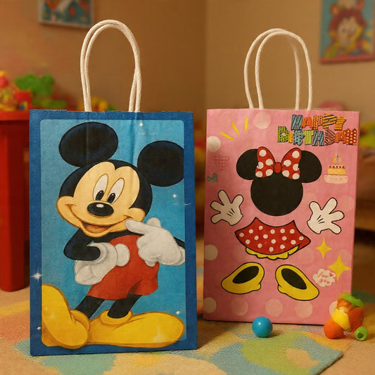 Kids Cartoon Theme Birthday Return Gift Paper Bags with Handles (Pack of 4)