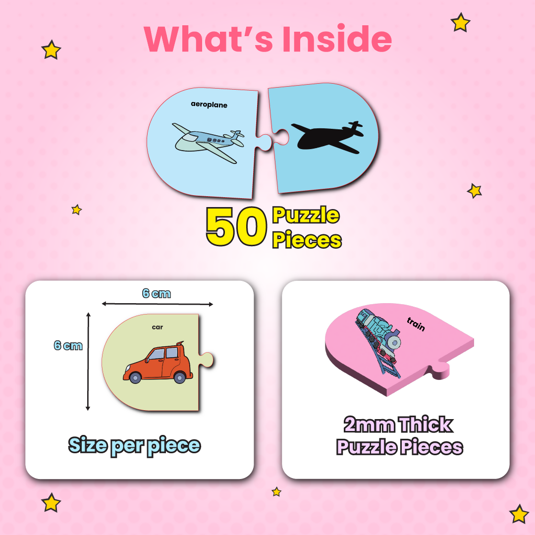 Shadow Matching Puzzle - Ages 3+ (50 cardboard puzzle pieces) Find & Match series