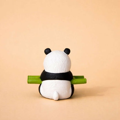 Cute Panda Sitting with Bamboo poly-resin Showpiece | Mini Panda Home Decor Figurine
