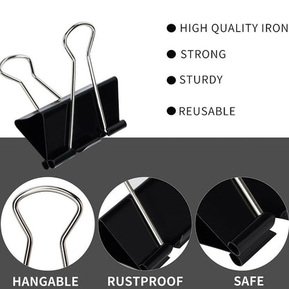 Heavy Duty Binder Clips Set with Strong Spring Grip (32 mm, 12 Pieces)