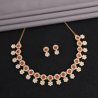 Elegant Floral Necklace & Earrings Set with Stone Accents