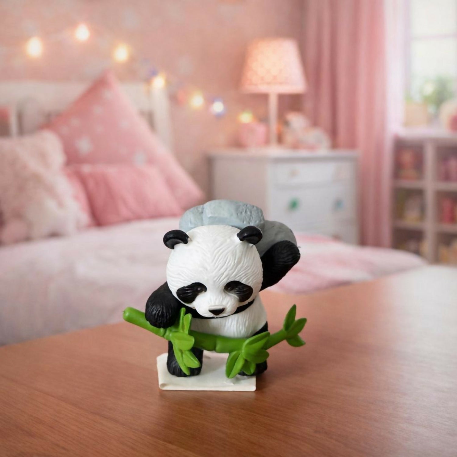 Cute Panda Bamboo poly-resin Showpiece | Mini Decorative Panda Figurine for Home