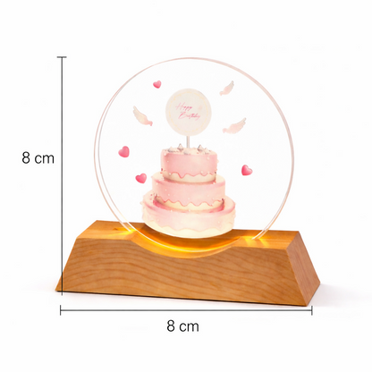 Happy Birthday Acrylic LED Lamp with Wooden Base | Birthday Night Light