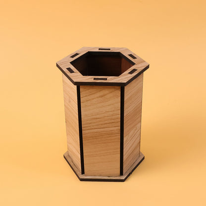 Wooden Hexagon Pen Stand for Desk | Office & Study Table Stationery Organizer