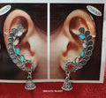 Silver Jhumka Earrings – Traditional Oxidised Multi-Stone Design