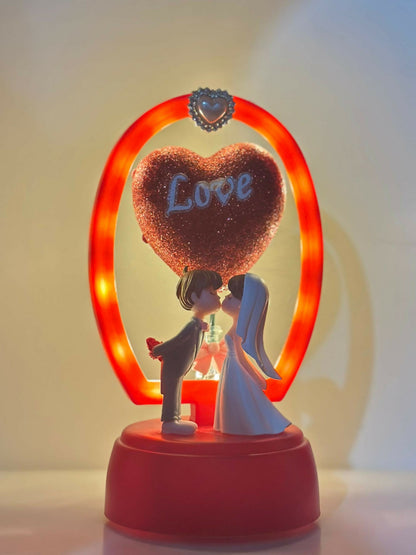 Romantic Couple LED Showpiece with Heart Design Table Decor Gift